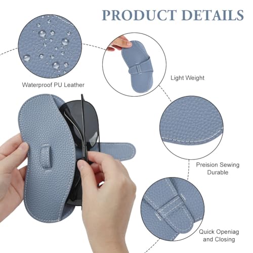 BUTBU Funda Gafas Blanda, Funda Gafas Piel, Fund-as para Gafa-s de Sol Blandas, Bolsas para Gafa-s Portátil, Fund-a para Gaf-as de Lectura, para Hombre y Mujer, con 1 Paños de Limpieza, Azul Rey - imagen 3