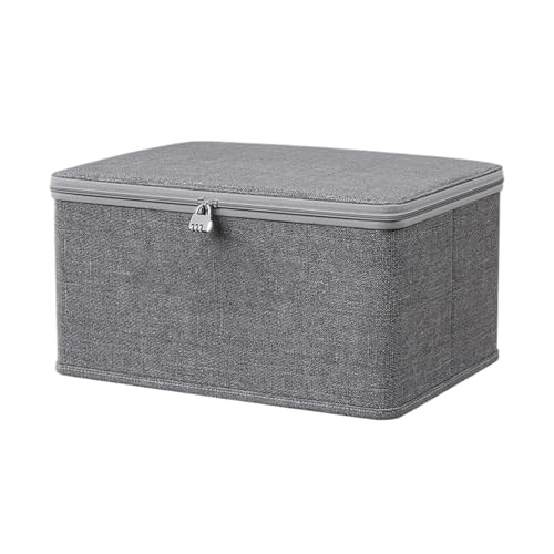 Caja organizadora de tela plegable | Caja de tela con asa, caja organizadora de tela con cierre para ropa, juguetes y aperitivos, baúl de seguridad para suéteres, gran caja de almacenamiento con