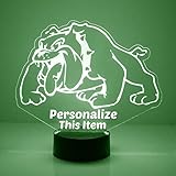 MMS Bulldog LED Night Light Lamp, Personalized with Your Name or Text, Remote Control with 16 Colors, 4 Light Modes, Customized Gift LED Lamp Sign Display Lights Up, USB Cord or Battery