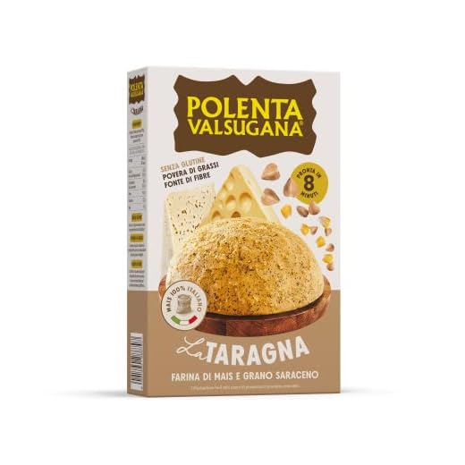 Valsugana, Polenta Taragna Rapida, Confezione da 330g, con Farina di Mais 100% Italiano e Grano Saraceno, Gusto Ricco e Intenso, Pronta in Pochi Minuti, Senza Glutine