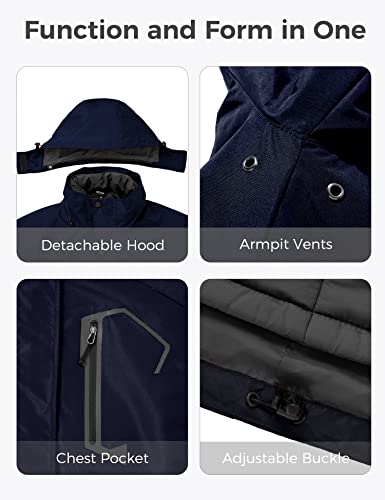 Wantdo Women's 3 In 1 Ski Jacket Windproof Fleece Parka Rain Coat Navy Medium #TOP5