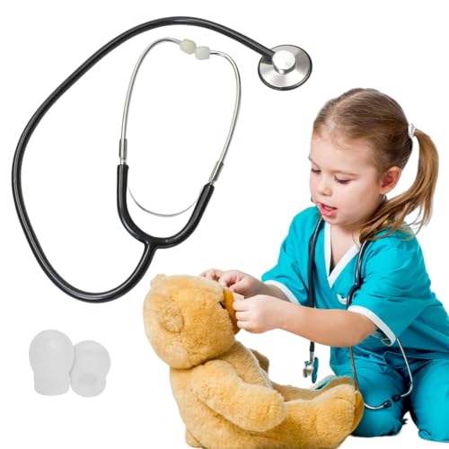 Stetoscopio Bambini,Stetoscopio Bambini Giocattolo,Stetoscopio Giocattolo,Stetoscopio Giocattolo Blu,Stetoscopio Funzionante per Cosplay,Medico Finta Gioco di Ruolo Giocattolo (Nero + Bianco)