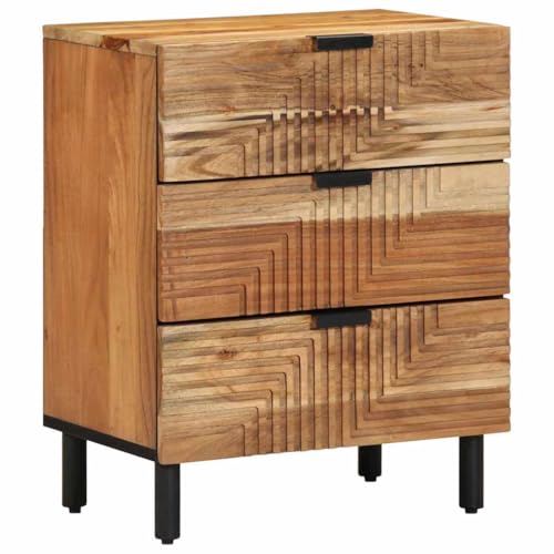 YuuSsea Mesita de noche marrón 50 x 33 x 62 cm, madera maciza de acacia, mesa auxiliar moderna con cajón, resistente, duradera, para dormitorio