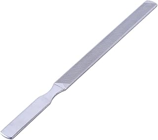 Slasel Stainless Steel Double-Sided Nail File with Anti-Slip Handle, 13 cm Size, Silver