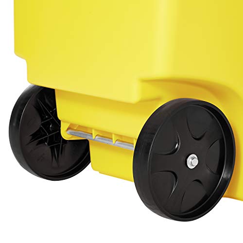 Image of Rubbermaid Commercial Products BRUTE Rollout Heavy-Duty Wheeled Trash /Garbage Can, 50-Gallon, Yellow, for Restaurants /Hospitals /Offices /Warehouses /Garage