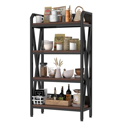 KEIKI 4-Tier Kitchen Bakers Rack with Storage, 55'' Microwave Stand, Bookcase Shelf Adjustable Shelves Freestanding, Bakers Rack for Kitchen, Garage, Pantry, Bathroom by KEIKI - Image 4
