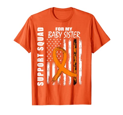 Orange Baby Sister Lucémie Awareness USA Flag Cancer Gifts T-Shirt