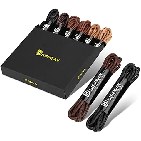 DIFFWAY Dress Shoe Laces - 8 Pairs, Premium Round Colored Waxed Shoelaces of Oxford Chukka for Men and Women 3/32'' Thin Cover