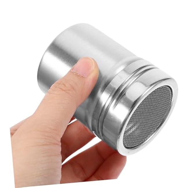 3pcs Stainless Steel Seasoning Shaker Small Powder Shaker for Spices Pepper Sugar Cocoa Moisture- Easy to Clean Kitchen Tool
