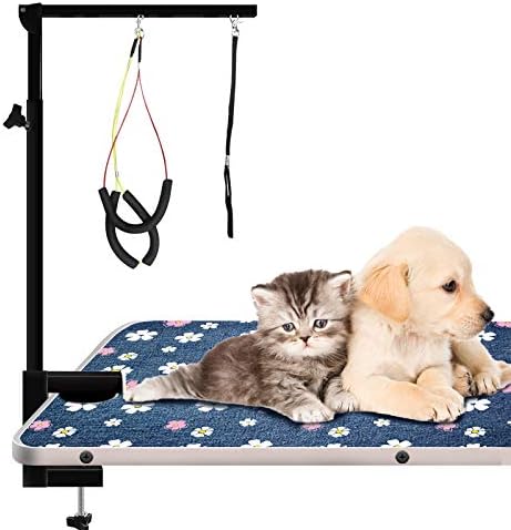 Urban Deco Dog Grooming Arm with Clamp Innovative Portable Two Grooming Arms – 41 inch Height Adjustable and Free Two No Sit Haunch Holder for Large and Small Dogs,Cats Dark Grey