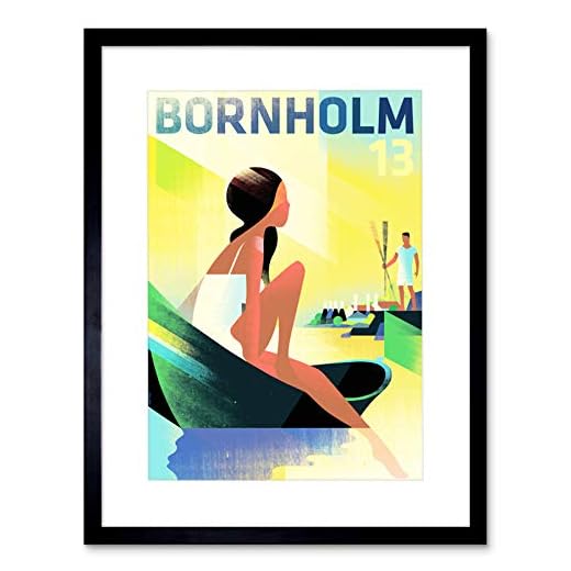 Wee Blue Coo TRAVEL BORNHOLM Island BALTIC Hav DANMARK BÅT FLICKA ÖR STAD ART PRINT B12X7919