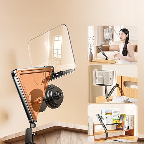 Image of Sunchhaya Transparent Acrylic 360 Rotating Reading Stand Adjustable Height Book Holder | Multi-Angle Ergonomic Desk Stand for Reading | Foldable Clear Book Stand for Study & Office (R87)