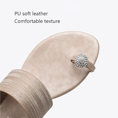 Women Toe Ring Slides Sandals with Rhinestone, Open Toe Slip On Flip Flop Sandals, Split Toes, ith Arch Support Comfy2