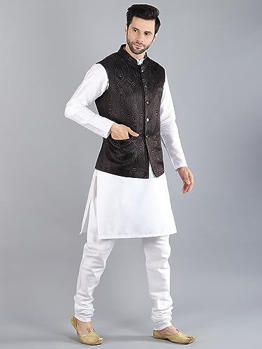 Image of Uri and MacKenzie Men's Silk Blend Kurta Pajama with Designer Ethnic Nehru Jacket /Modi Jacket