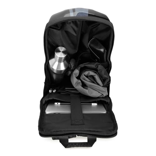 Image of Royal Enfield Hard Case GT V2 Backpack | Durable Hard Shell Front - Moulded ABS construction | Secure Laptop Compartment | Sternum strap- slider trims & secure snap buckle|20 L capacityBLACK One Size