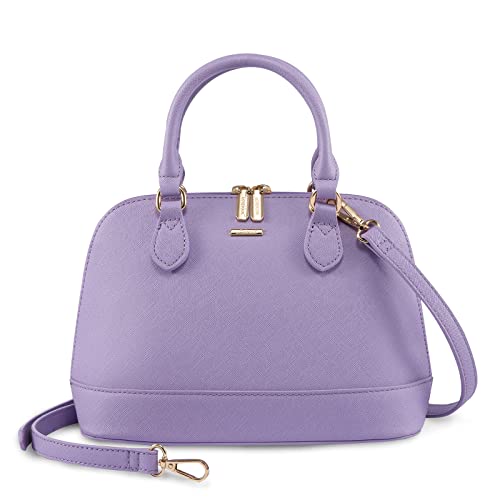 LOVEVOOK Small Crossbody Bags for Women Classic Double Zip Top Handle Dome Satchel Bag Shoulder Purse Light Purple