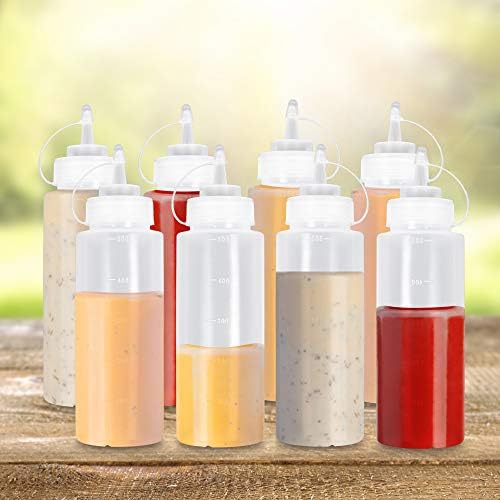 MATANA - 8 Squeeze Sauce Bottles with Caps - BPA Free - 500ml