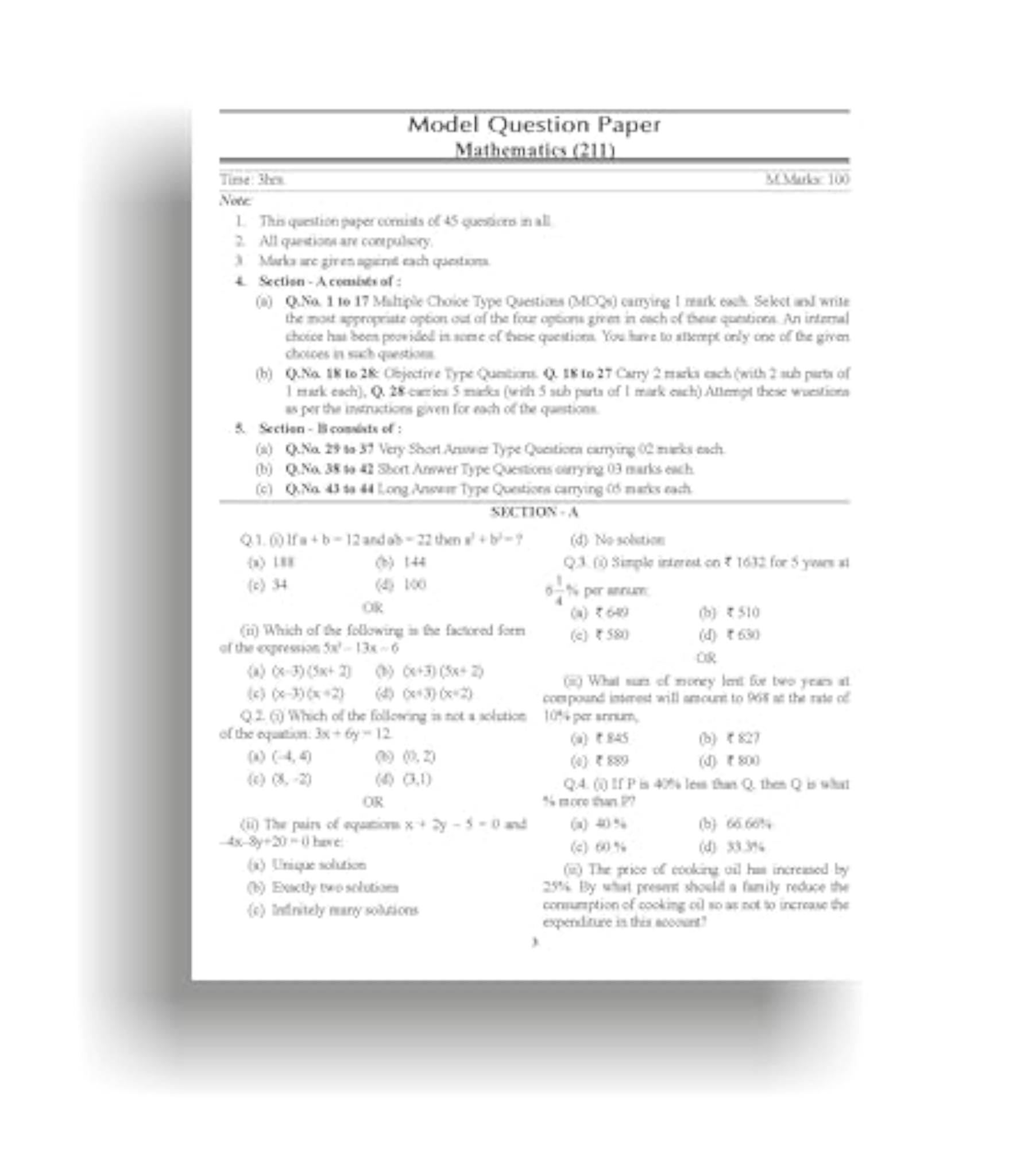 Top NIOS Mathematics Class 10 Guide T-211