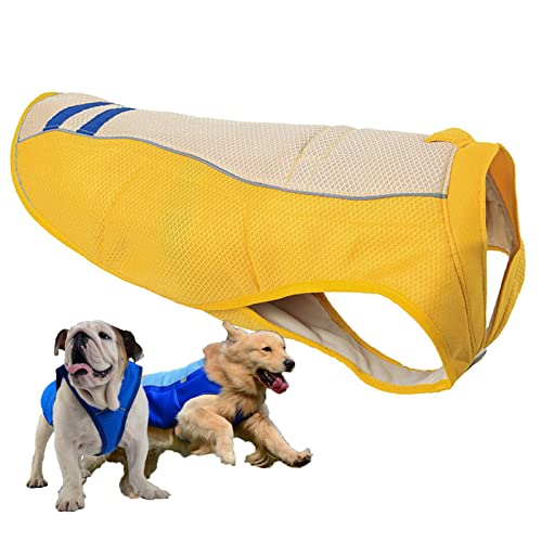 Dog Cooling Vest Harness Lightweight Cooler Jacket for Beach Outdoor Hunting Training Walking Cool Pet Cooler Vest for All Small to Very Large Dogs,Yellow,L(Bust:64
