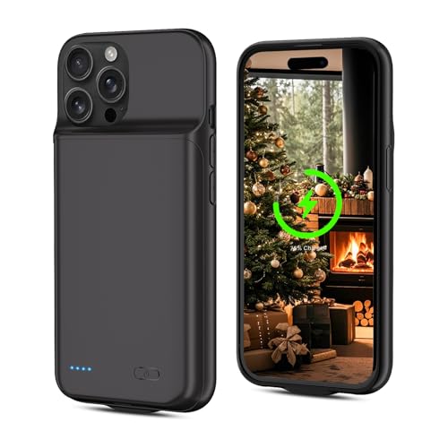 BOANV Coque Batterie pour iPhone 16 Pro Max, 7000mAh 20W, Rechargeable avec Batterie Externe Chargeur Coque pour iPhone 16 Pro Max, Noir