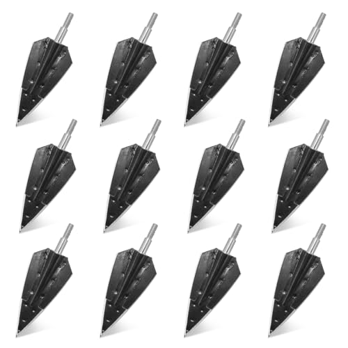 RUOERSISI 6/12pcs 150 Grain Screw in Archery Broadheads Hunting Arrowheads Archery Arrow Tips Fixed Blade Arrows Heads for Hunting Target Shooting Practice (12pcs)