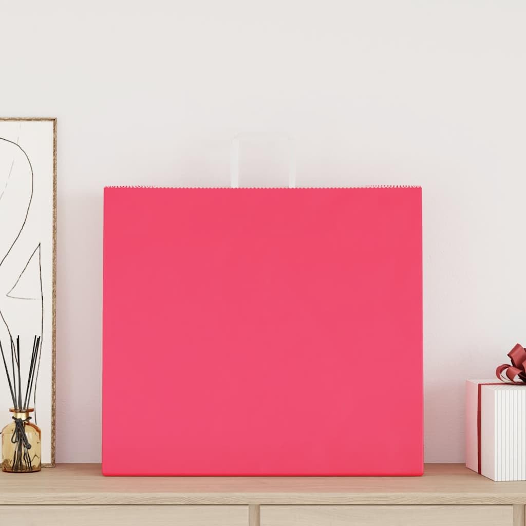 Różowe torby papierowe kraft 54 x 15 x 49 cm z uchwytami linowymi, 250 sztuk, na imprezy, prezenty i zakupy