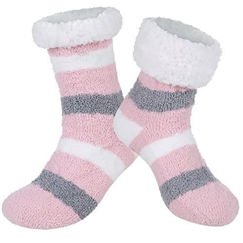 Image of Chassic Sherpa Lined Slipper Socks for Women, Non-Slip Cozy Winter House Socks, Soft Fuzzy Socks, Gifts for Women & Ladies Stocking Stuffers
