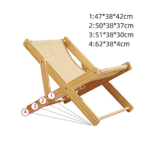 Cadeira para gatos Sisal, cadeira de gato de madeira natural ajustável em 4 velocidades, cama elevad