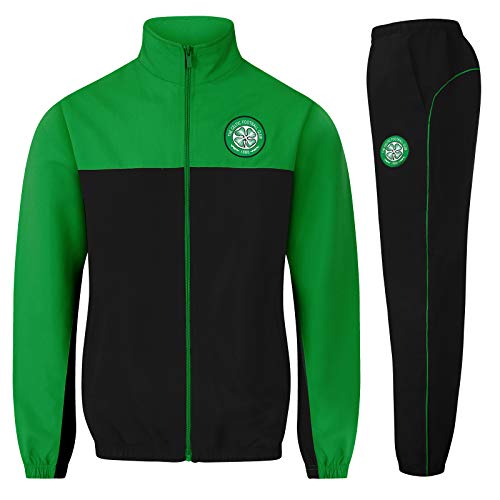 Celtic FC Official Soccer Gift Mens Jacket & Pants Tracksuit Set Black Large