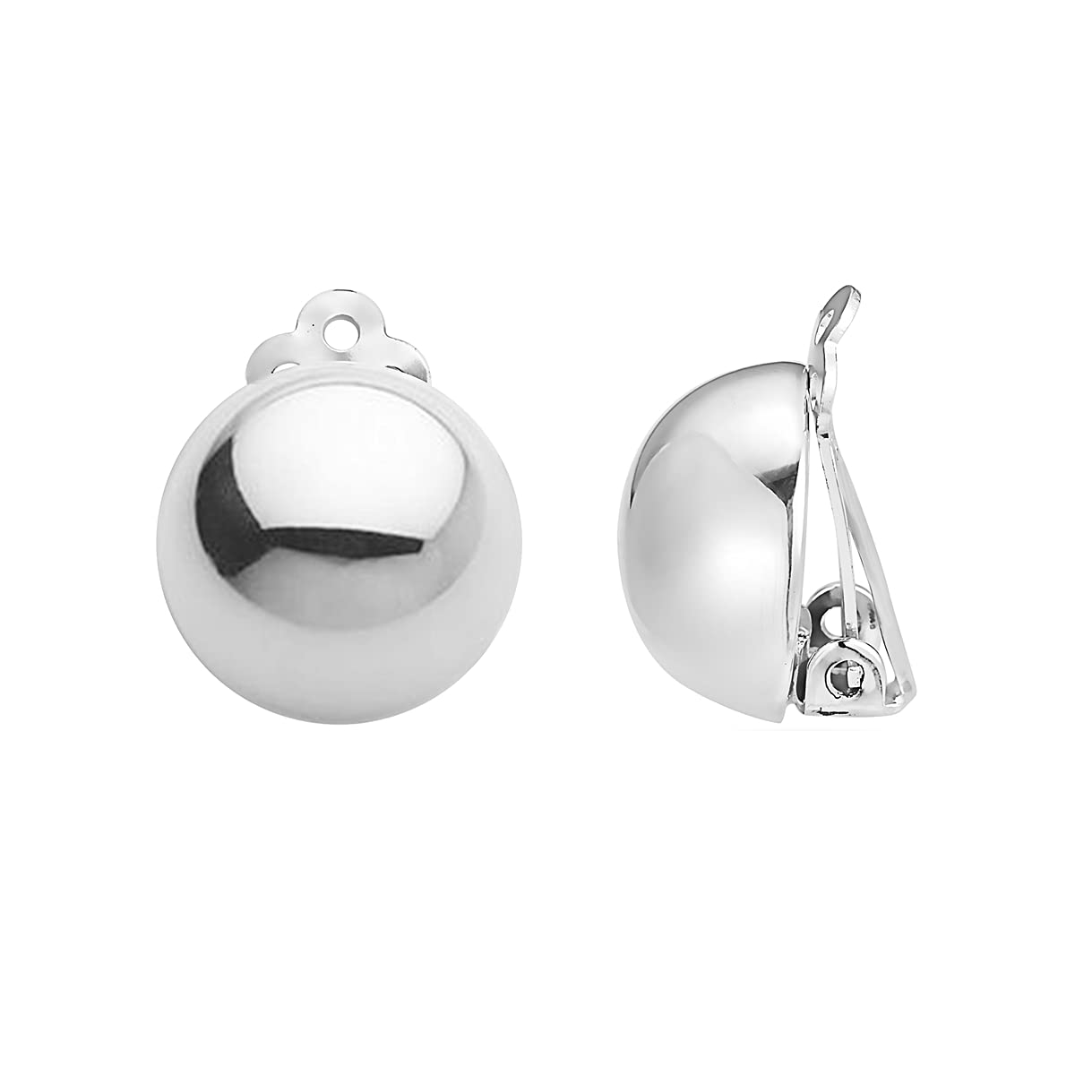 Ritastephens Sterling Silver Polished Clip-on Earrings (Round or Oval)