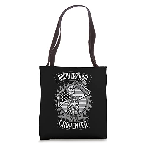 North Carolina Carpenter Skeleton USA Flag Woodworker Tote Bag