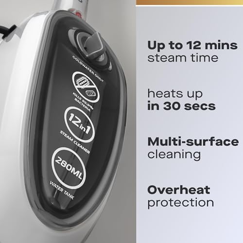 Daewoo 12 In 1 Steam Mop, Handheld, Easy-To-Use Swivel Head, Kills Bacteria, Corded, Overheat Protection, 1300W, Filled With Attachments For Multi-Purpose Use Around Your Home, Clothes And Car