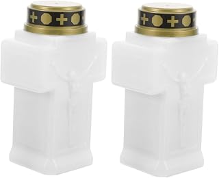 2pcs Flameless Electric Candle Lights for Garden Grave Memorial Xmas