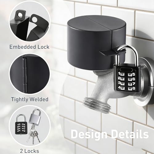 Faucet Locks Outdoor, 2 Lock,Black by SOGUELIN - Image 2