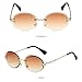 LASPOR Retro Oval Sunglasses for Women Men Fashion Vintage Gold Metal Frameless Rimless Glasses Tinted Lens UV400 Protection (Tea Brown)