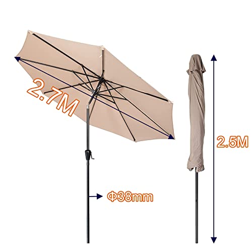 Parasol 2.7m sin base CLSDRZC para sombra en mesas de jardín 2
