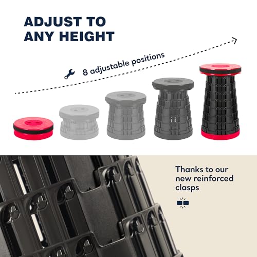 Image of Upgraded Collapsible Stool 2-Pack, 620lbs Max Weight, Lightweight Yet Sturdy, Portable Retractable Foldable Telescoping Camping Stool for Adults Outdoor Fishing Hiking Travel BBQ