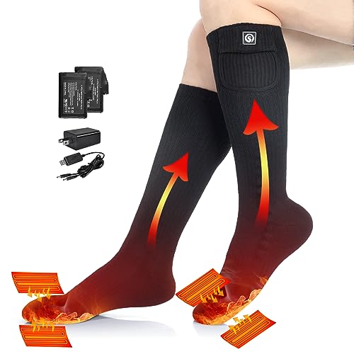 SAVIOR HEAT Heated Socks for Men Women, 150℉ Fast Heating Electric Ski Socks, 7.4V 2200mAh Rechargeable Battery Powered, Carbon Fiber Toe Warmers for Skiing Hunting Fishing Outdoor Work Smal