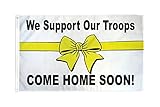 Support Our Troops Come Home Soon Flag Yellow Ribbon Banner Military Pennant 3x5