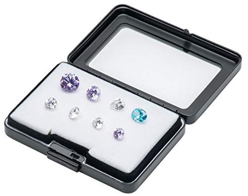 Glass Top Loose Diamond Or Gemstone Display Box Case Holder Show Container Metal (Black Large Rectangle) #TOP6