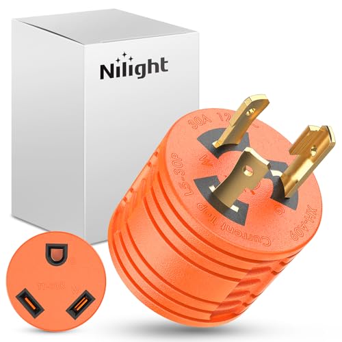 Image of Nilight 30 Amp to 30 Amp RV Power Adapter L5-30P to TT-30R | 3 Prong Generator Twist Plug Male 30A Female Receptacle for Camper Caravan Electrical Converter