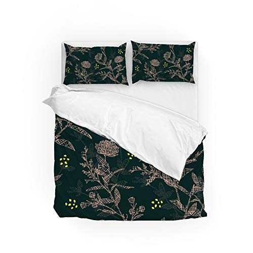 Parure de lit polyester vert foncé CHEHONG linge de lit simple à fleurs