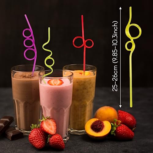 24 Pcs Crazy Straws, Silly Straws for Kids and Adults, Crazy Reusable Fun Straws in Assorted Colors, Great for Classroom Activities, Valentine’s Day Gift, Christmas Birthday Party Supplies Decoration