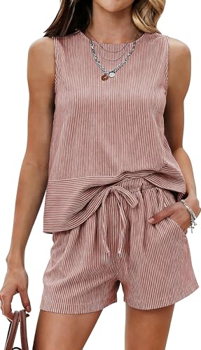 Ekouaer Two Piece Shorts Set for Women Summer Lounge Set Casual Outfits