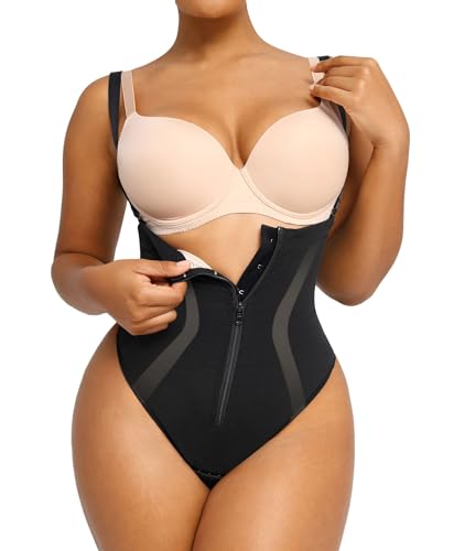 SHAPELLX Shapewear Tummy Control Womens High Waist Body Shaper Thong Butt Lifting Shapewear Bodysuit Colombianas