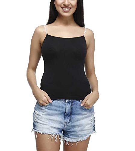 GLAMROOTWomen's Padded Cotton Adjustable Camisole With Built-in Shelf Bra (Sizes 32 to 36)