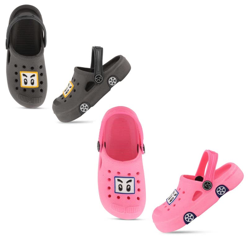 Image of SMARTOTS Pack of 2 Car Design Kids Clogs for Daily Use, Kids Eva Sandals for Boys and Girls with Adjustable Sling Back Strap