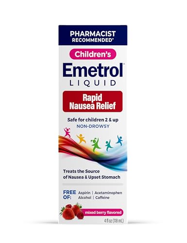 Image of Emetrol Children's Non-Drowsy Nausea Relief - Liquid Nausea Medicine for Upset Stomach - Nausea Relief for Kids - Mixed Berry Flavor - 4fl oz