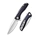 Civivi Liner Lock Folding Knife Baklash 3.5" Satin Drop Point Blade G10 Handles, Reversible Pocket Clip C801C (Black)