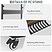 Computer Tower Stand, 2-Tire PC Stand with Rolling Wheels, Line Storage Rack, Adjustable Under Desk PC Cart, Mobile Rolling CPU Holder Cart for Home Office Gaming, Brown